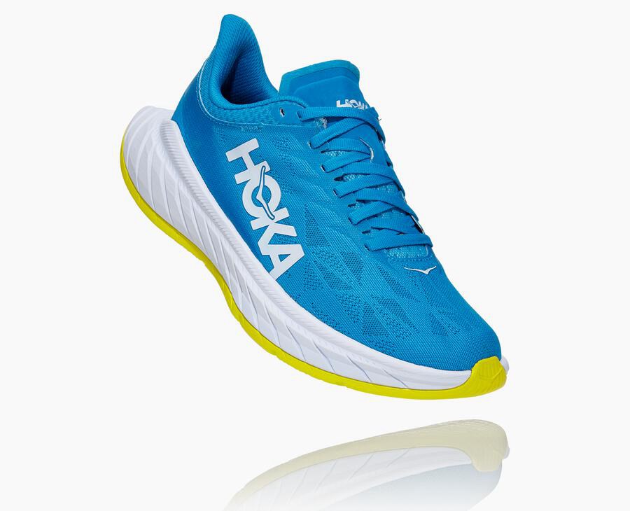 Running Shoes Womens - Hoka One One Carbon X 2 - Blue/White - UPTDFAW-38